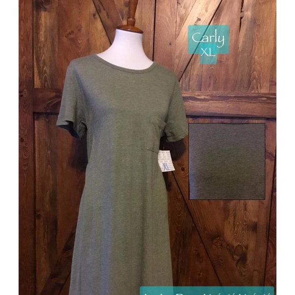 LuLaRoe Dresses & Skirts - LuLaRoe Carly, solid olive green, Size XL